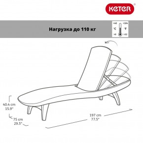 Шезлонг Пацифик (Pacific) графит в Заречном - zarechnyy.ok-mebel.com | фото 2