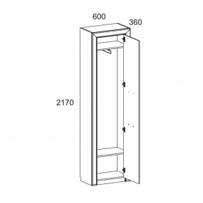 Шкаф 1DW, OLIVIA, цвет вудлайн крем/дуб анкона в Заречном - zarechnyy.ok-mebel.com | фото 2