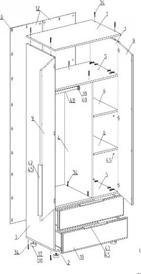 Шкаф 2-ств. с 2 ящиками "Лео" в Заречном - zarechnyy.ok-mebel.com | фото 2