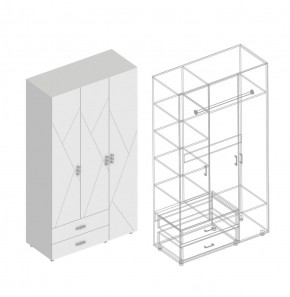 Шкаф 3-ств. с 2 ящ. "Сандра" в Заречном - zarechnyy.ok-mebel.com | фото