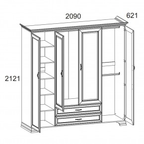 Шкаф 4D2S Z, TIFFANY, цвет вудлайн кремовый в Заречном - zarechnyy.ok-mebel.com | фото