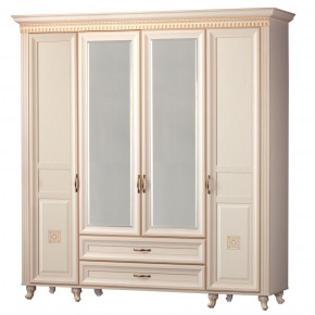 Шкаф для одежды 4-дверный с зеркалом №493 Марлен кремовый белый в Заречном - zarechnyy.ok-mebel.com | фото