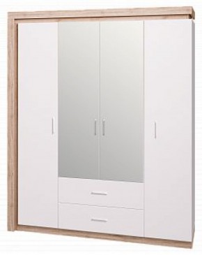 Шкаф для одежды с ящиками 4-х створчатый с зеркалом Люмен 16 в Заречном - zarechnyy.ok-mebel.com | фото 1