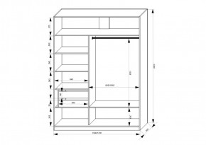 Шкаф-купе 1500 серии NEW CLASSIC K2+K2+B2+PL2(2 ящика+1 штанга+1 полка) профиль «Капучино» в Заречном - zarechnyy.ok-mebel.com | фото 3