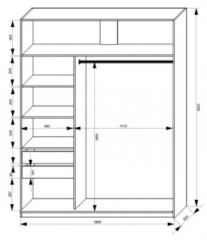 Шкаф-купе 1800 серии SOFT D1+D3+B2+PL1 (2 ящика+1штанга) профиль «Графит» в Заречном - zarechnyy.ok-mebel.com | фото 3