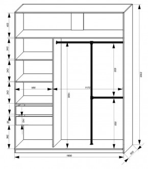 Шкаф-купе 1800 серии SOFT D8+D2+B2+PL4 (2 ящика+F обр.штанга) профиль «Графит» в Заречном - zarechnyy.ok-mebel.com | фото 3