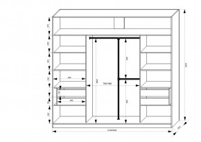 Шкаф-купе 2150 серии NEW CLASSIC K4+K4+K4+B22+PL4(по 2 ящика лев/прав+F обр.штанга) профиль «Капучино» в Заречном - zarechnyy.ok-mebel.com | фото 3