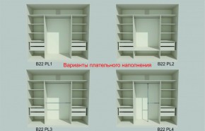 Шкаф-купе 2450 серии NEW CLASSIC K6Z+K1+K6+B22+PL2 (по 2 ящика лев/прав+1 штанга+1 полка) профиль «Капучино» в Заречном - zarechnyy.ok-mebel.com | фото 6