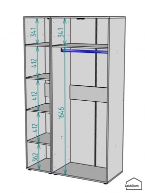 Шкаф Linnea MHR-3PO-1 2050х1200х510 (Белый-М 11.1.1) в Заречном - zarechnyy.ok-mebel.com | фото 3