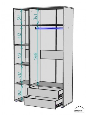 Шкаф Linnea MHR-3PO-2 2050х1200х510 (Белый-М 11.1.1) в Заречном - zarechnyy.ok-mebel.com | фото 3