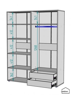 Шкаф Linnea MHR-4-2 2050х1600х510 (Графит-М 11.1.25) в Заречном - zarechnyy.ok-mebel.com | фото 3