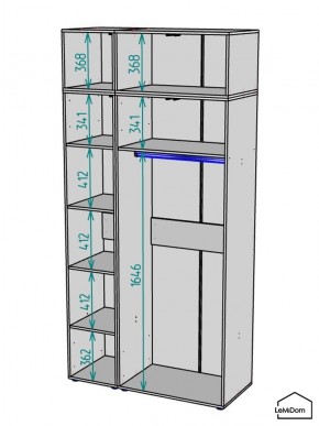 Шкаф с антресолью Linnea MHR-3A-1 2450х1200х510 (Графит-М 11.1.25) в Заречном - zarechnyy.ok-mebel.com | фото 3