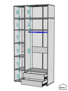 Шкаф с антресолью Linnea MHR-3A-2 2450х1200х510 (Графит-М 11.1.25) в Заречном - zarechnyy.ok-mebel.com | фото 3