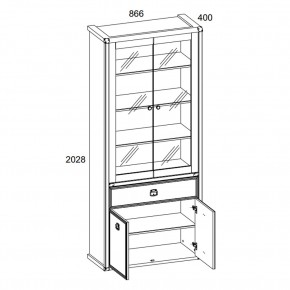 Шкаф с витриной 2V2D1S, MAGELLAN, цвет Сосна винтаж в Заречном - zarechnyy.ok-mebel.com | фото 2