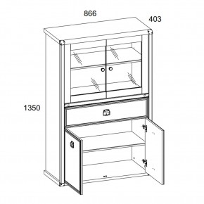 Шкаф с витриной 2V2D1SL, MAGELLAN, цвет Сосна винтаж в Заречном - zarechnyy.ok-mebel.com | фото 3