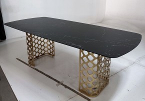 Стол CHIAVARI 220 KL-116 Черный мрамор матовый, итальянская керамика / бронзовый, ®DISAUR в Заречном - zarechnyy.ok-mebel.com | фото 4