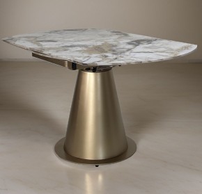 Стол TERAMO 135 GLOSS GRAND JADE SOLID CERAMIC, керамика, поворотн.механизм / Бронзовый, ®DISAUR в Заречном - zarechnyy.ok-mebel.com | фото