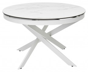 Стол TRENTO 120 HIGH GLOSS STATUARIO Белый мрамор глянцевый, керамика/ белый каркас, ®DISAUR в Заречном - zarechnyy.ok-mebel.com | фото 2