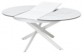 Стол TRENTO 120 HIGH GLOSS STATUARIO Белый мрамор глянцевый, керамика/ белый каркас, ®DISAUR в Заречном - zarechnyy.ok-mebel.com | фото 5