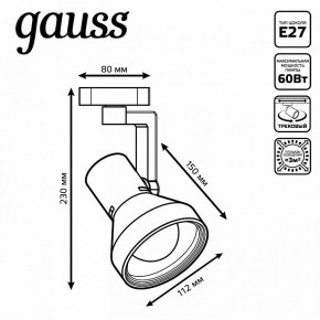 Светильник на штанге Gauss Track Light TR005 в Заречном - zarechnyy.ok-mebel.com | фото 6