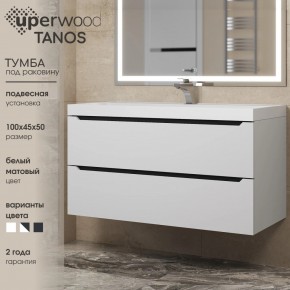 Тумба под раковину Uperwood Tanos 100 см, подвесная, белая/графит в Заречном - zarechnyy.ok-mebel.com | фото 3