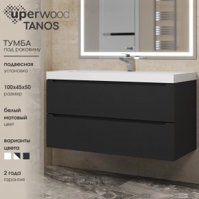 Тумба под раковину Uperwood Tanos 100 см, подвесная, черная матовая в Заречном - zarechnyy.ok-mebel.com | фото 3