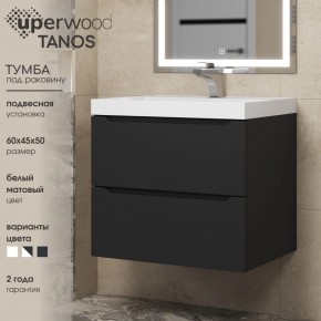 Тумба под раковину Uperwood Tanos 60 см, подвесная, черная матовая в Заречном - zarechnyy.ok-mebel.com | фото 3