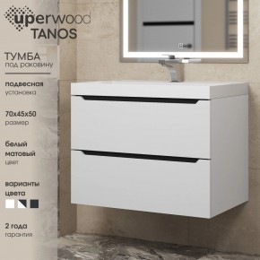 Тумба под раковину Uperwood Tanos 70 см, подвесная, белая/графит в Заречном - zarechnyy.ok-mebel.com | фото 3