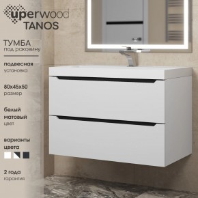 Тумба под раковину Uperwood Tanos 80 см, подвесная, белая/графит в Заречном - zarechnyy.ok-mebel.com | фото 3