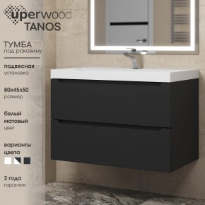 Тумба под раковину Uperwood Tanos 80 см, подвесная, черная матовая в Заречном - zarechnyy.ok-mebel.com | фото 3