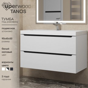 Тумба под раковину Uperwood Tanos 90 см, подвесная, белая/графит в Заречном - zarechnyy.ok-mebel.com | фото 3
