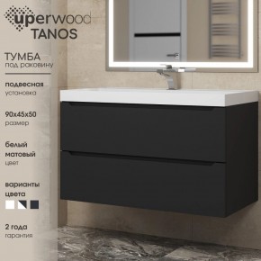 Тумба под раковину Uperwood Tanos 90 см, подвесная, черная матовая в Заречном - zarechnyy.ok-mebel.com | фото 3