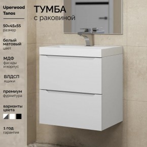 Тумба с раковиной Uperwood Tanos 50 см, подвесная, белая матовая в Заречном - zarechnyy.ok-mebel.com | фото 5